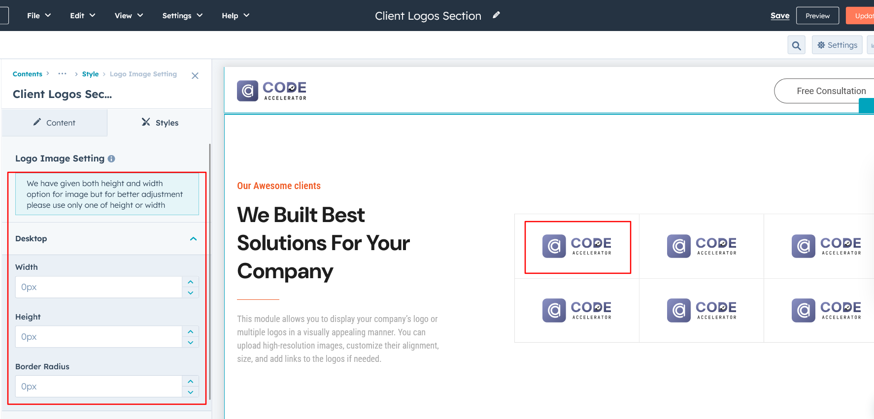image setting - logo