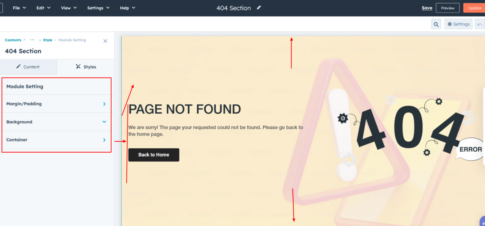 module setting - 404